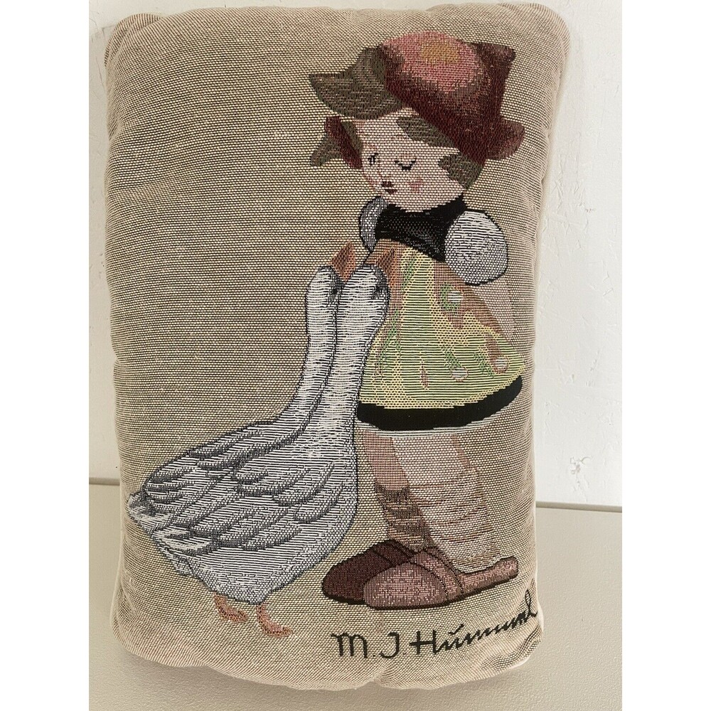 Little Dutch Girl And Geese Tapestry Pillow By M.J. Hummel 17x12